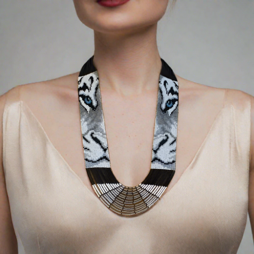 Wild Elegance, Handcrafted Tiger Beads Necklace