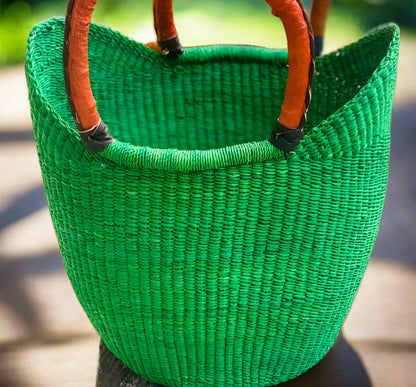 Crafted for Convenience:  Bamboo U-Shopper Baskets in a Palette of Colors - Nuba Arts